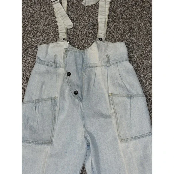 Vintage 80s 90s SWAT Light Acid Wash Denim Jeans Jumpsuit Overalls Size 9 - Picture 2 of 16